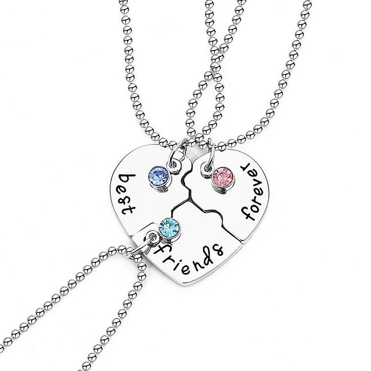 3pcs Women Necklace Set Best Friend Love Heart Alloy Pendant For Daily Use