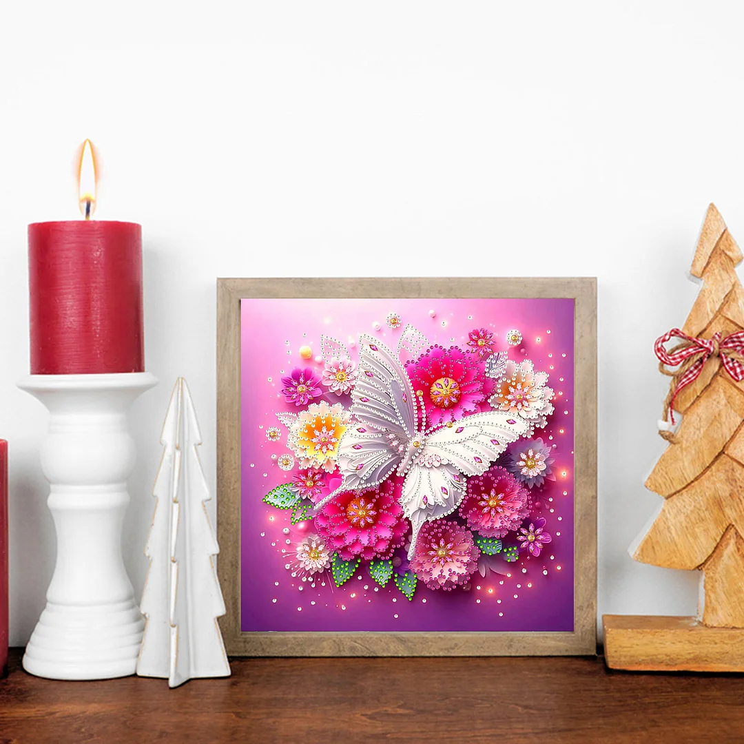 White Butterfly - Partial Special Shaped Drill Diamond Painting Kits (Canvas|30*30cm)
