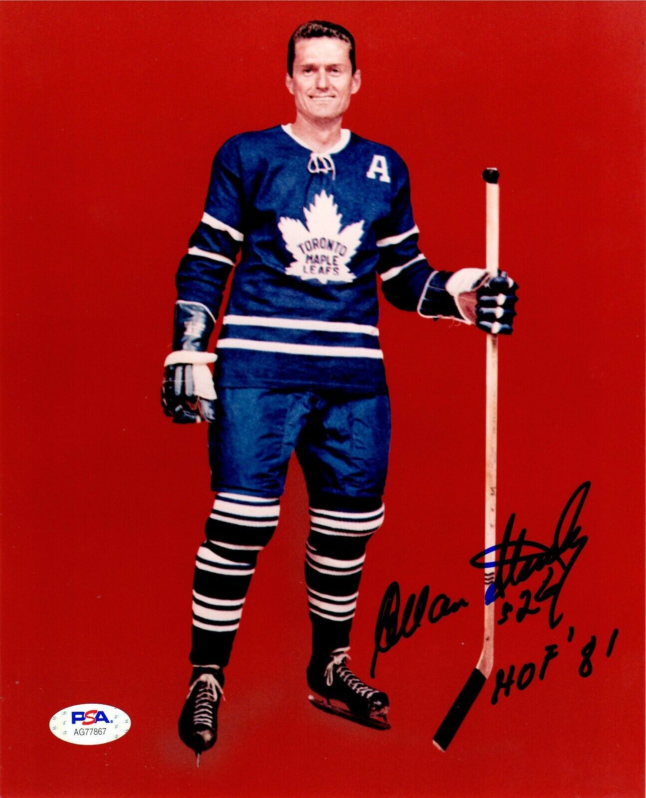 Allan Stanley autographed signed inscribed 8x10 Photo Poster painting NHL Toronto Maple Leaf PSA