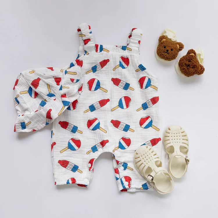 Baby Popsicle Strap Romper and Hat Set