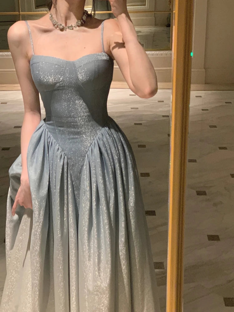 Aiertu Summer Party Sexy Strap Dress Women Sleeveless Casual Formal Midi Dress Female Elegant Vintage One Piece Dress Korean Sweet Aiertu