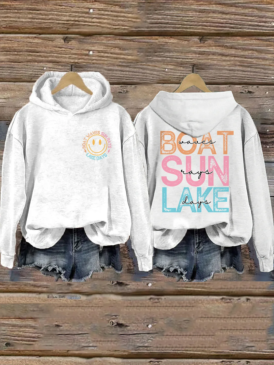 Boat Waves Sun Rays Lake Days Hoodie