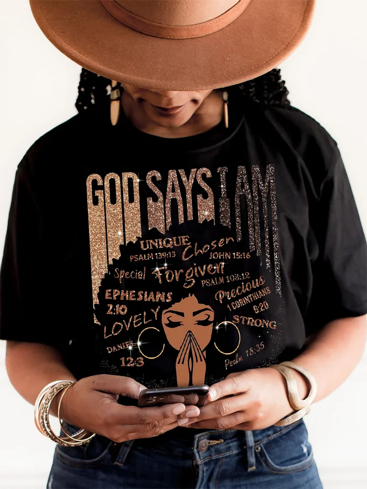 VChics Black Pride God Says I Am T Shirt