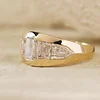 14K Yellow Gold 1ct Emerald Cut Lab Diamond 5 Stone Bezel Ring with Tapered Step Cut Cut and Bullet Cut Side-stones