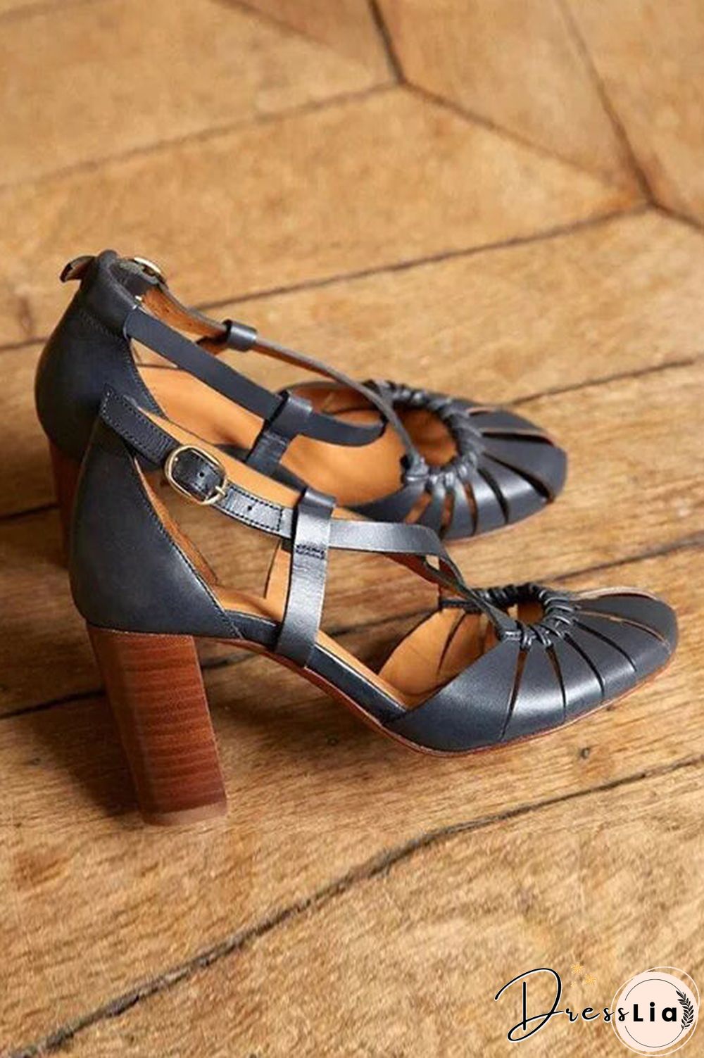 Multi Cross Strap Chunky High Heel Sandals