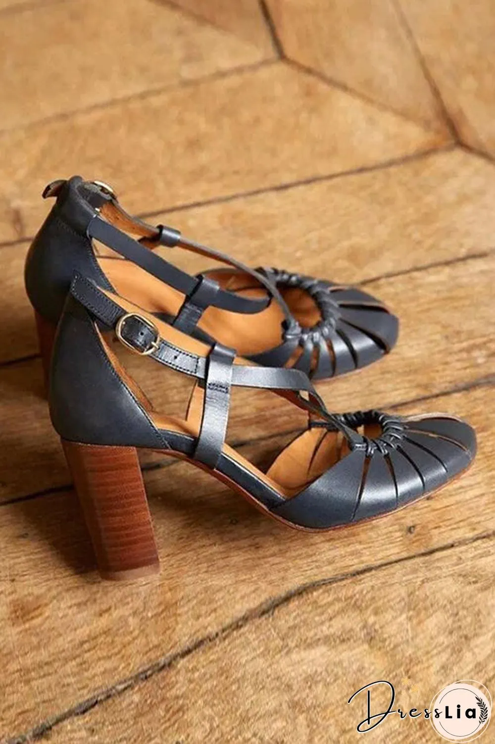 Multi Cross Strap Chunky High Heel Sandals
