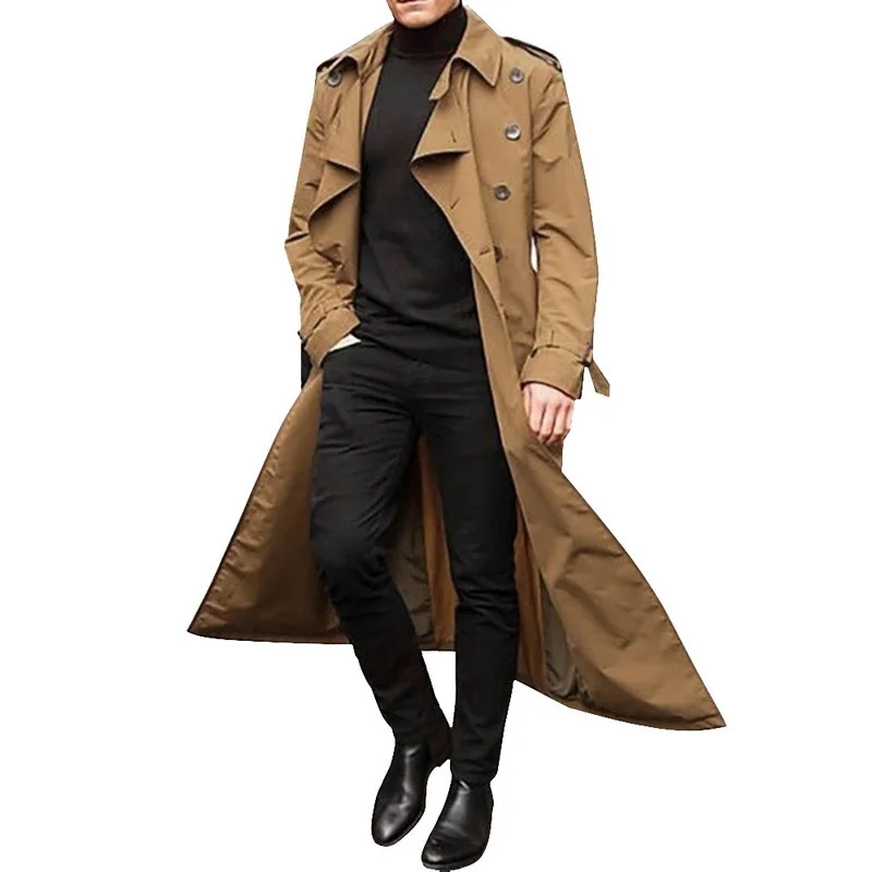 Nigikala Nigikala Men's Spring And Autumn Long Belt Men's Wind Coat Fashion Daily Casual Coat Men