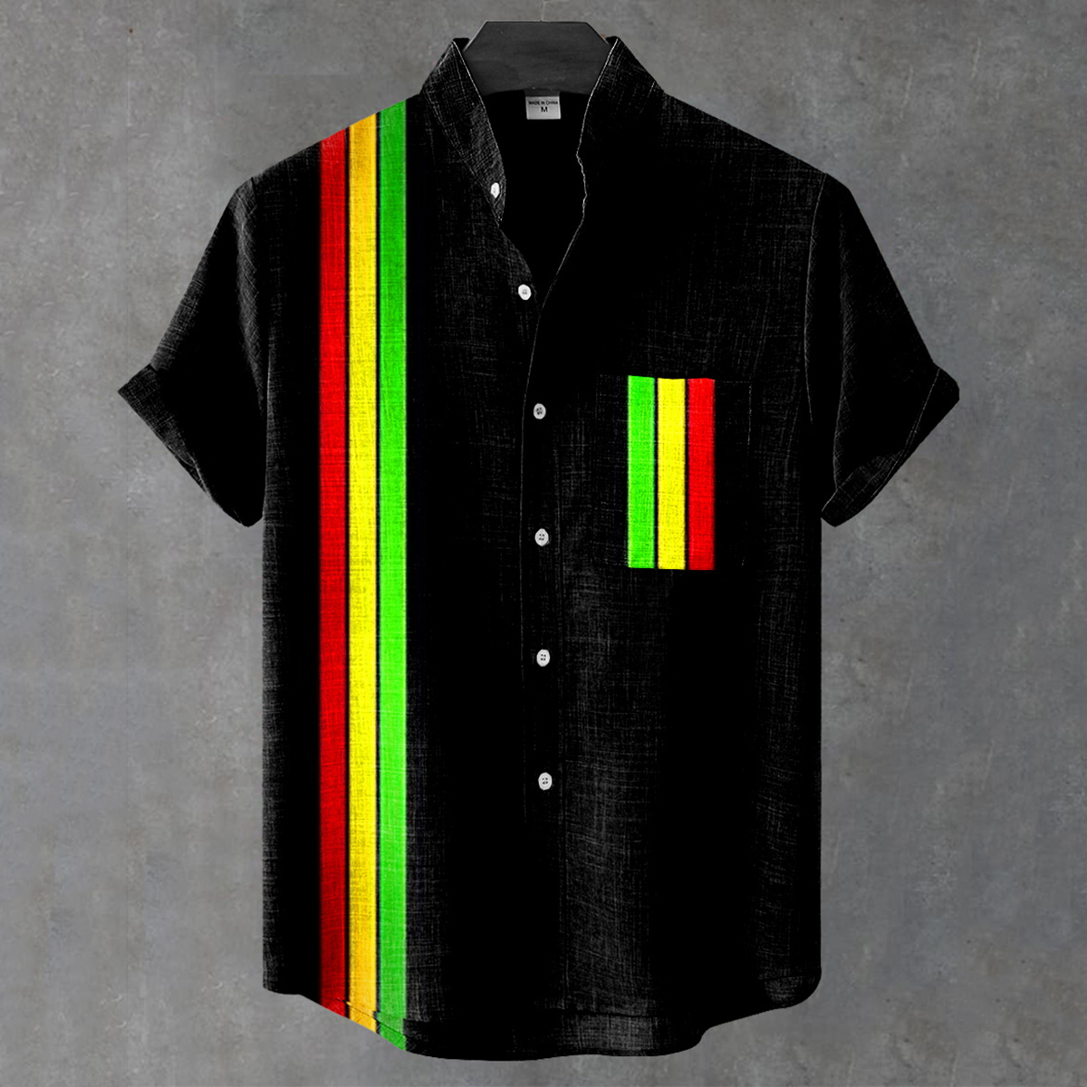 Men's Colorful Stripe Art Print Casual Shirt