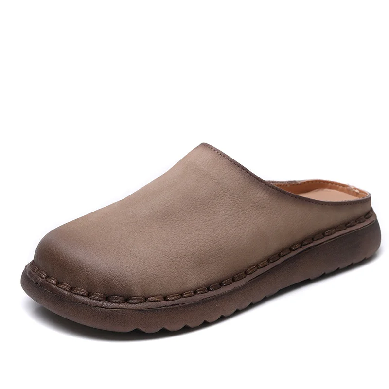 Yyvonne Time 99] Head-Level Cowhers Women Retro Handmade New Comfortable Flat Base Soft Base Birken Sandals