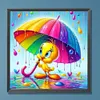 Petit canard jaune avec parapluie arc-en-ciel-peinture diamant ronde-50*50cm