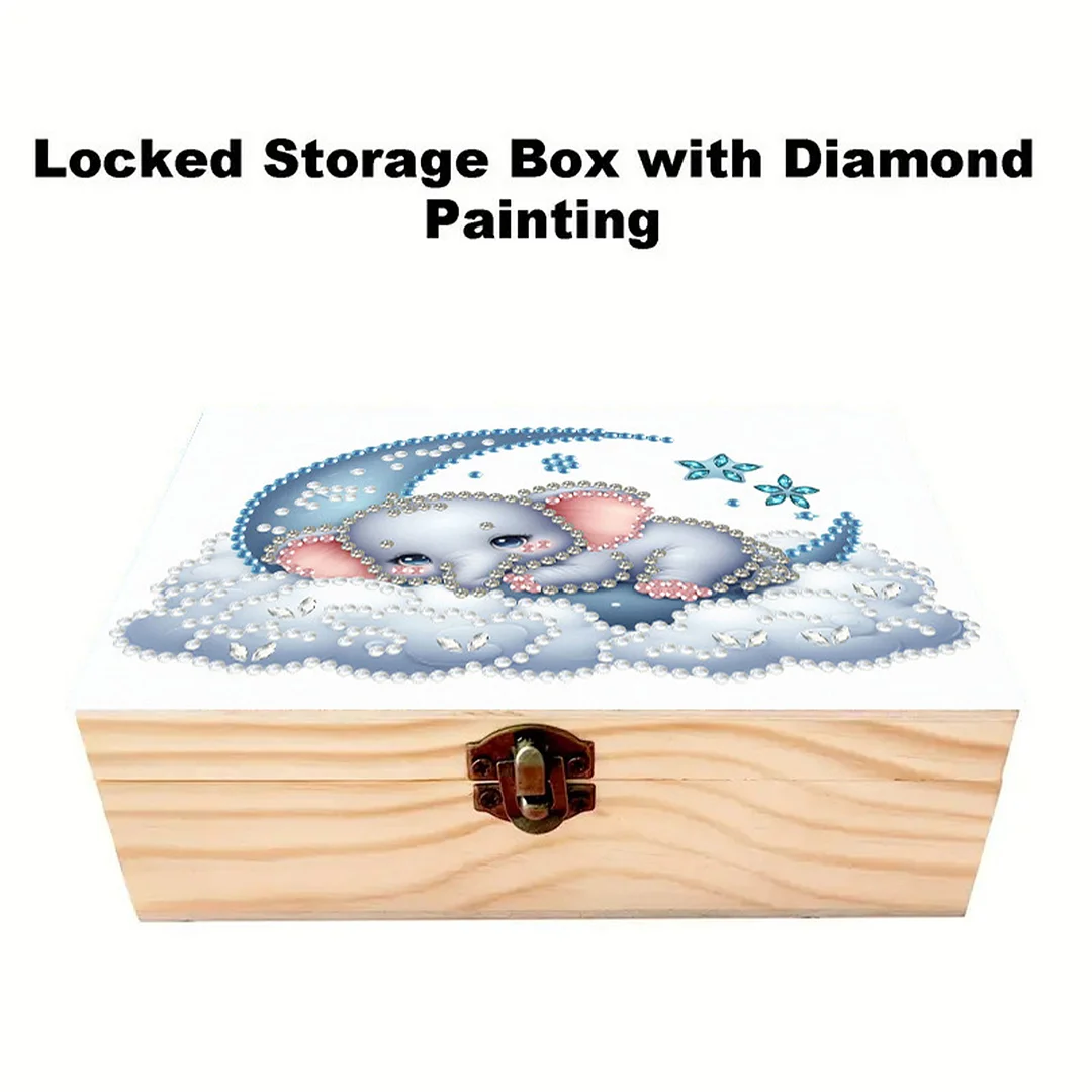Elephant DIY Wooden 5D Diamond Art Diamond Art Storage Box for Adults Gifts Desk
