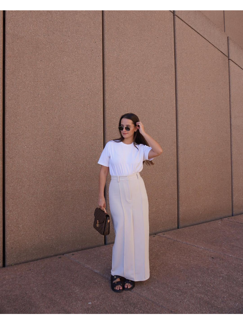Ootddress Patchwork High Waist Slim Long Skirt Female Solid High Street Elegant Fashion Seamless Vintage White Women's Maxi Skirt