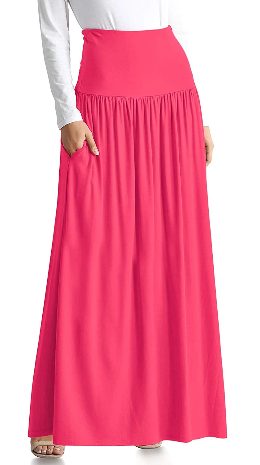 Maxi Skirt Womens Long Maxi Skirt with Pockets Reg and Plus Size