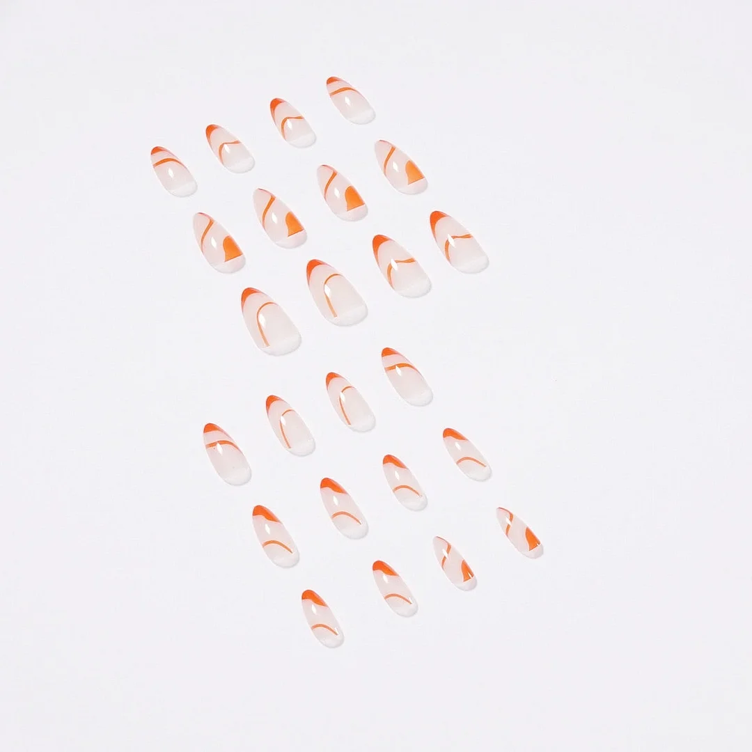 Fake Nails Autumn Orange French Full Cover Fake Nails DIY Glue Press On Nails Nail Supplies For Professionals-Nail Inspo