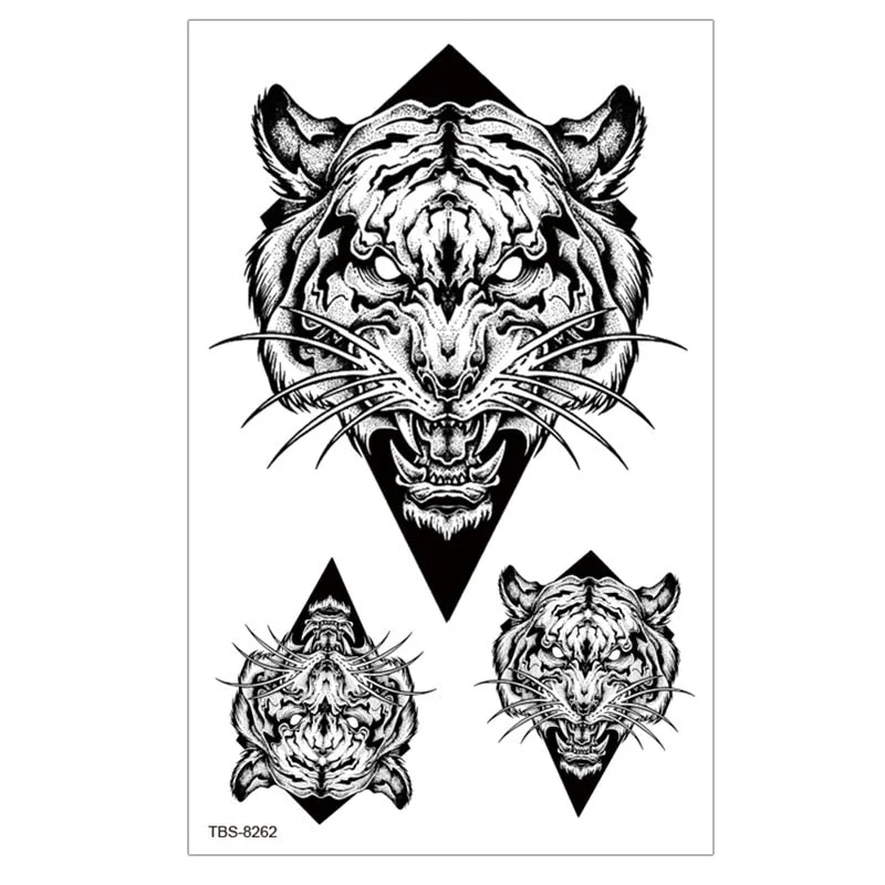 Waterproof Temporary Tattoo Sticker Lion Wolf Tiger Forest Tattoos Girl Mermaid Body Art Arm Fake Sleeve Tatoo Women Men