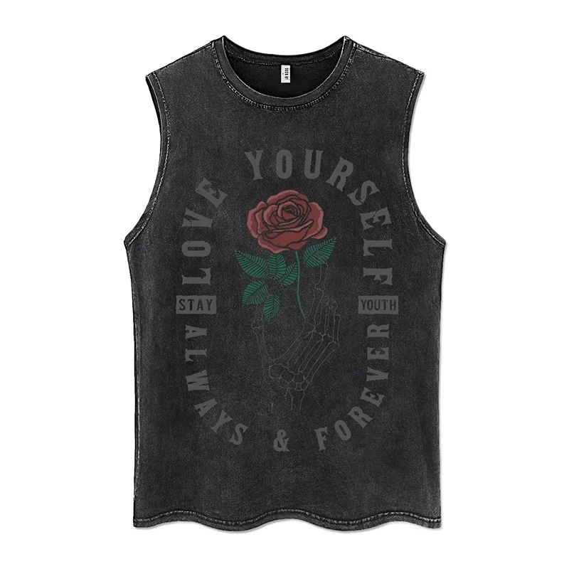 Men's Hiphop Style Vintage Punk Cross Print Tank Top Hippie Street Tank