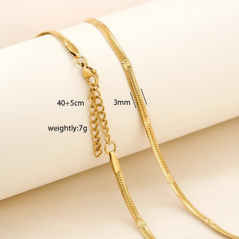 Basic Minimalist Solid Color 304 Stainless Steel 18K Gold Plated Necklace