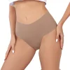  3pcs Womens Seamless Ice Silk Thong No Show Underwear Medium Waist High Cut Panty Sexy Bikini Bottom