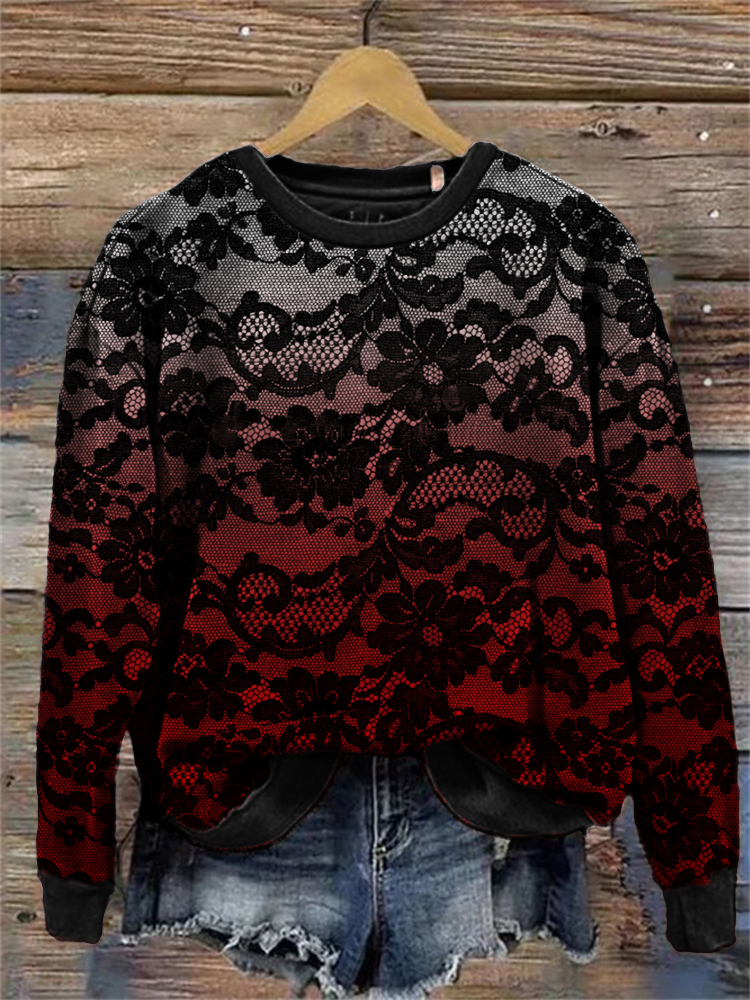 Dark Floral Lace Art Gradient Sweatshirt wearshes