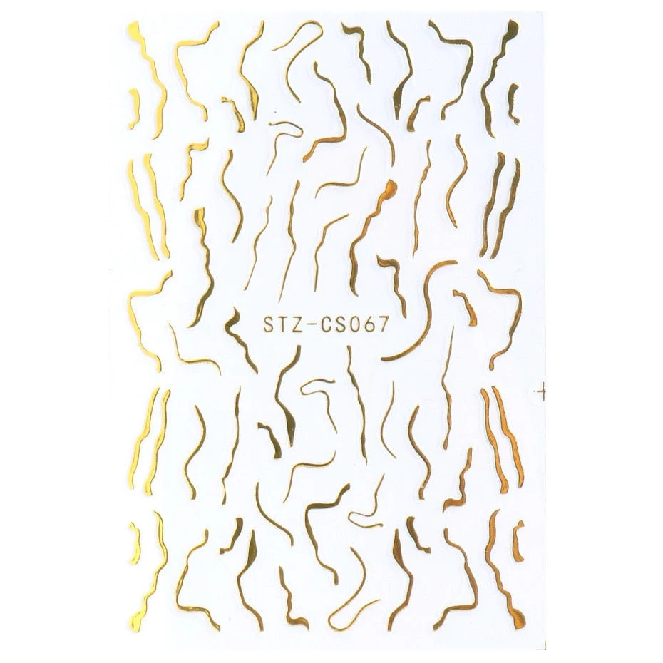 3D Swirl Lines Nail Sticker Geometry Irregular Whirling Wave Cow Print Decal on Nails Art Charms Manicure Slider Tip Accessories-Nail Inspo