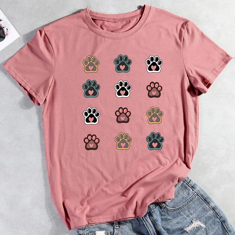 Cute Dog Heart Paw  Pet Animal Lover T-shirt Tee -012146-CB