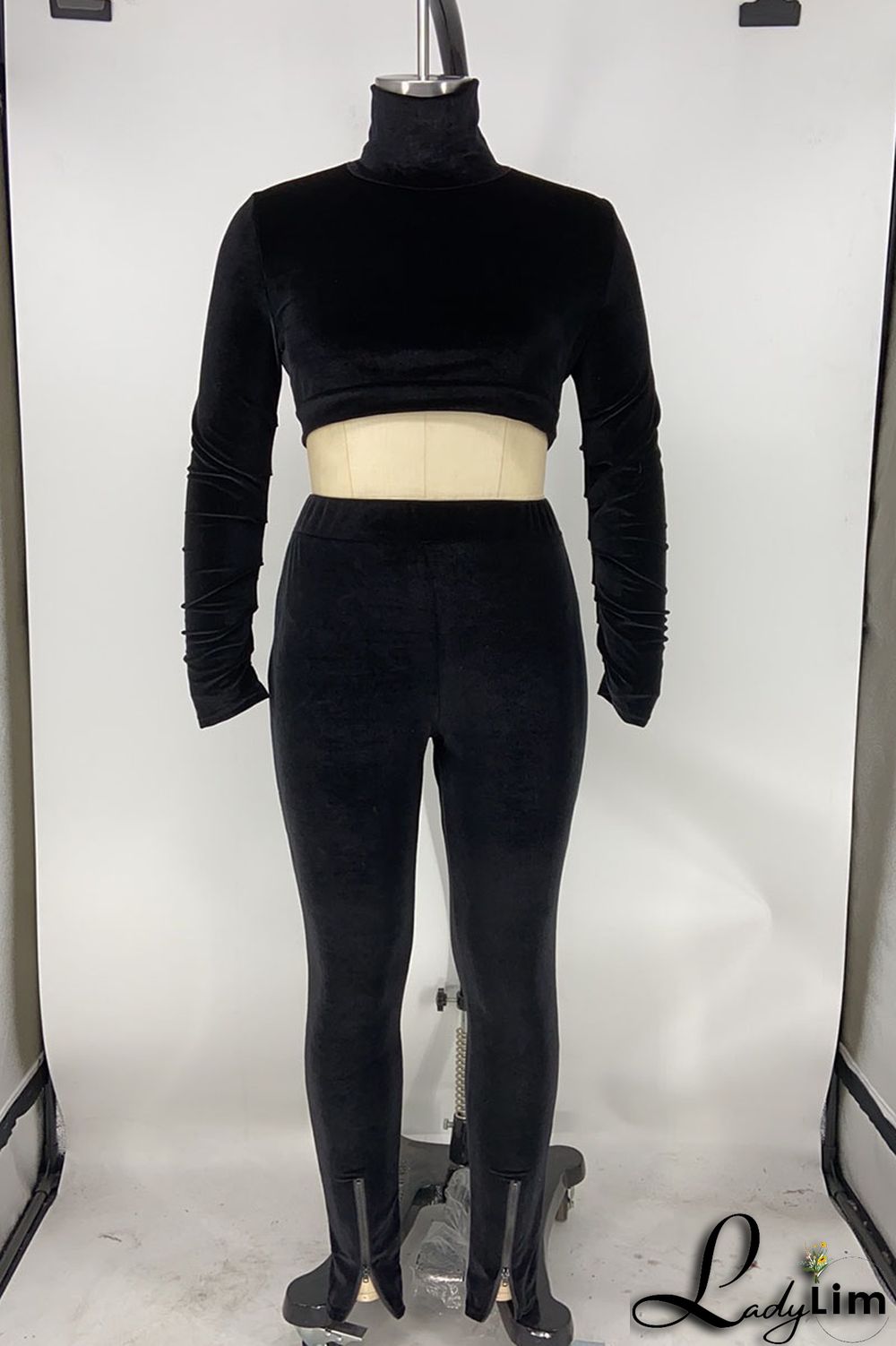 Red Sexy Solid Patchwork Turtleneck Long Sleeve Two Pieces