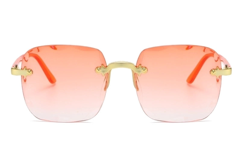 2 Pieces Fashion Gradient Color Pc Square Frameless Women’S Sunglasses