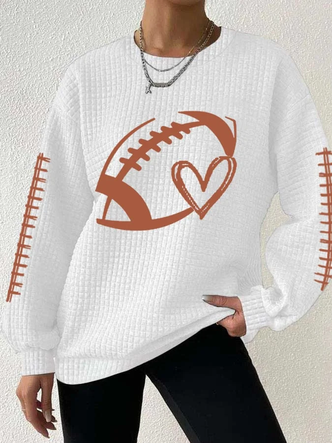 Women's Football Lover Casual Waffle Sweatshirt