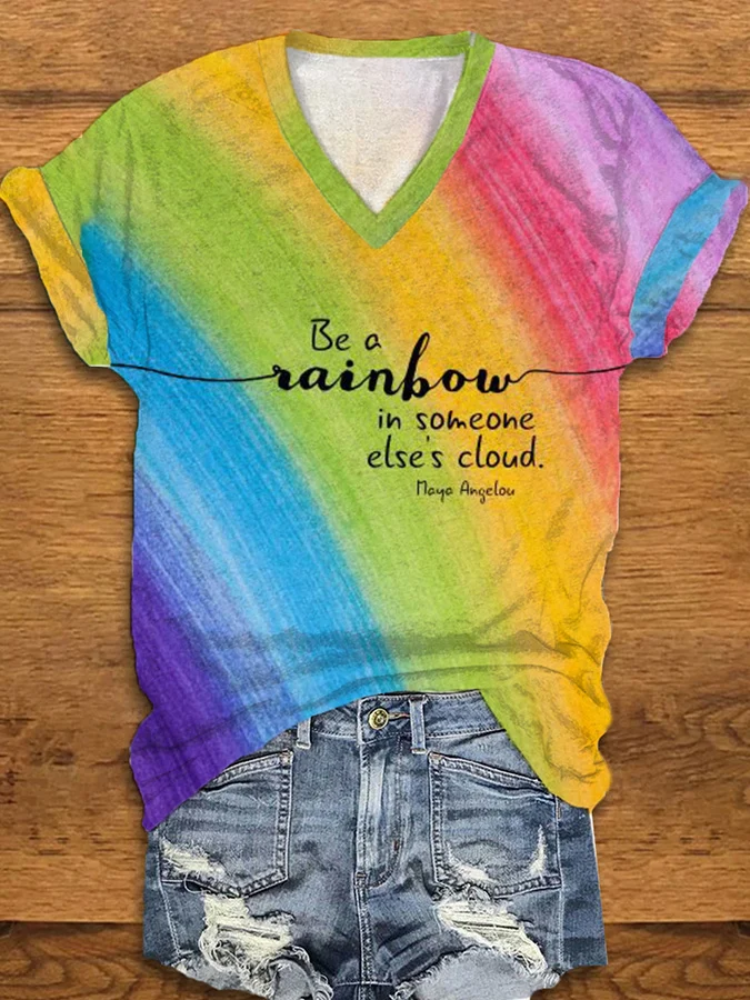 VChics Women's LGBTQ Pride Rainbow Print T-Shirt