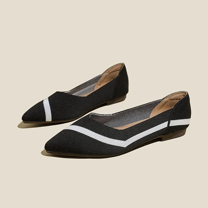 Stunahome V-KNIT Black and White Square-Toe Block Heel   Stunahome.com