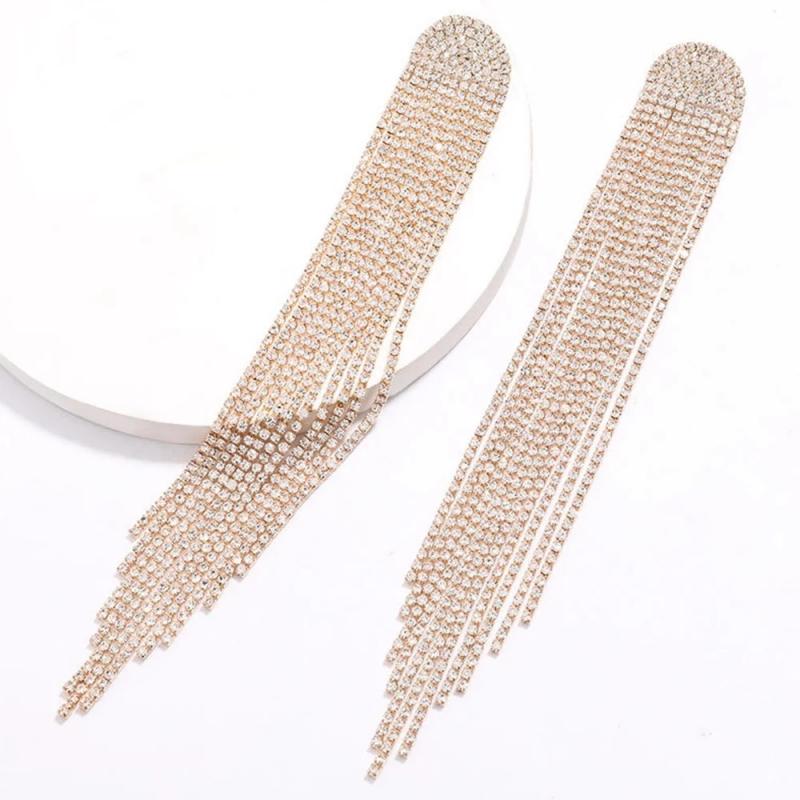 Luxury Black Rhinestone Long Tassel Drop Earrings | Oxredo Shop Ramadan Sale