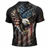 Cotton American Flag Eagle Print T-Shirt Men's Patriotic Graphic Tee With Distressed Design And Bold Bald Eagle Art by Inlyline
