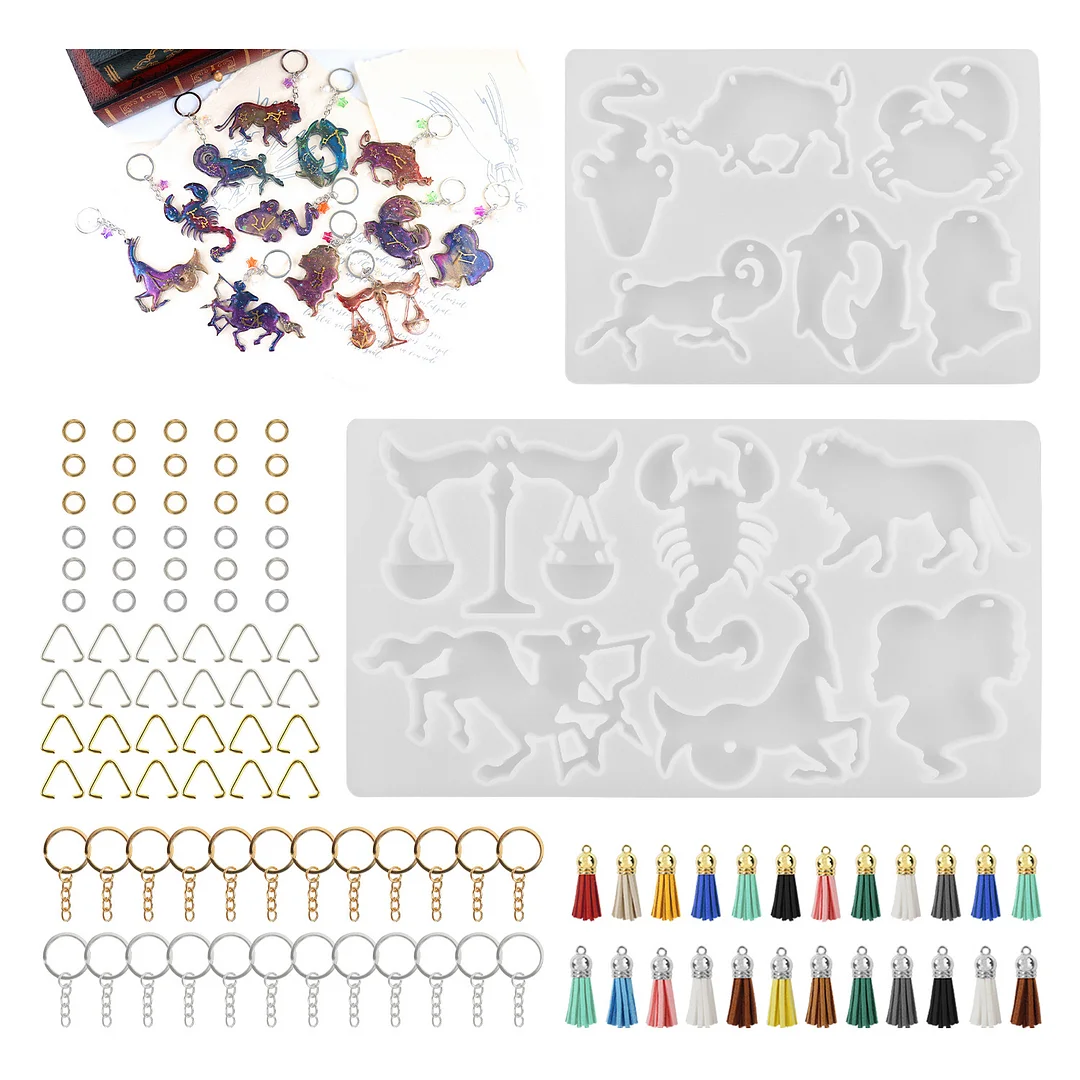 Animal Version of the 12 Zodiac Signs Pendant Keychain Resin Mold Kit