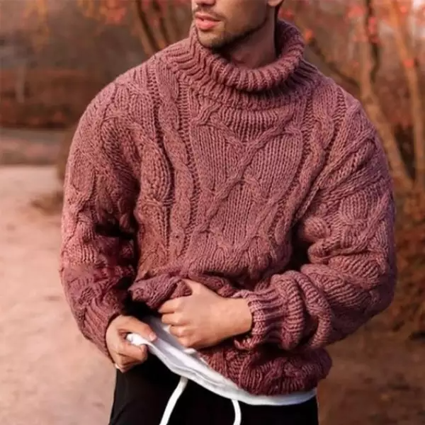 Men's Fashion Twist Turtleneck Knit Sweater