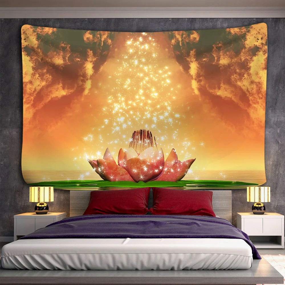 Indian Buddha Statue Meditation 7 Chakra Tapestry Wall Hanging Mandala Tapestries Wall Cloth Psychedelic Yoga Carpet Boho Decor