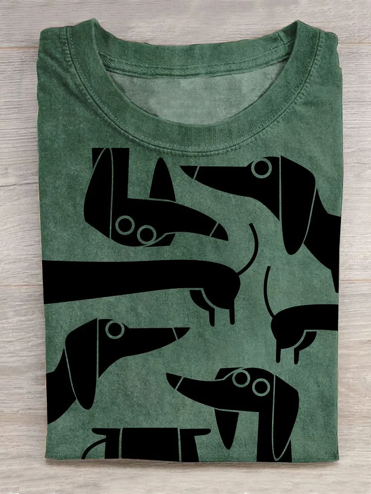 Simple Dachshund Print T-Shirt