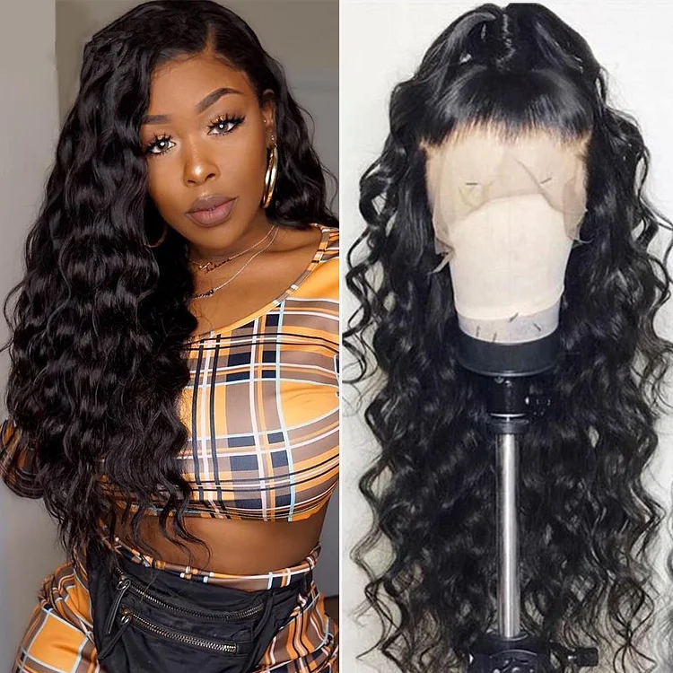 Loose Wave Glueless Pre-Made Fake Scalp 13x4 Lace Front Wig