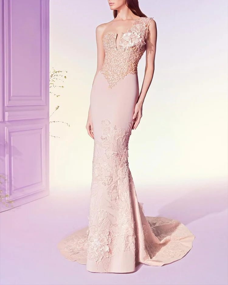 Women's Sleeveless Pink Embroidered Dress