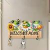 Wooden Special Shape Frog And Flower 3 Hooks No Punch Diamond Painting Hook Rail