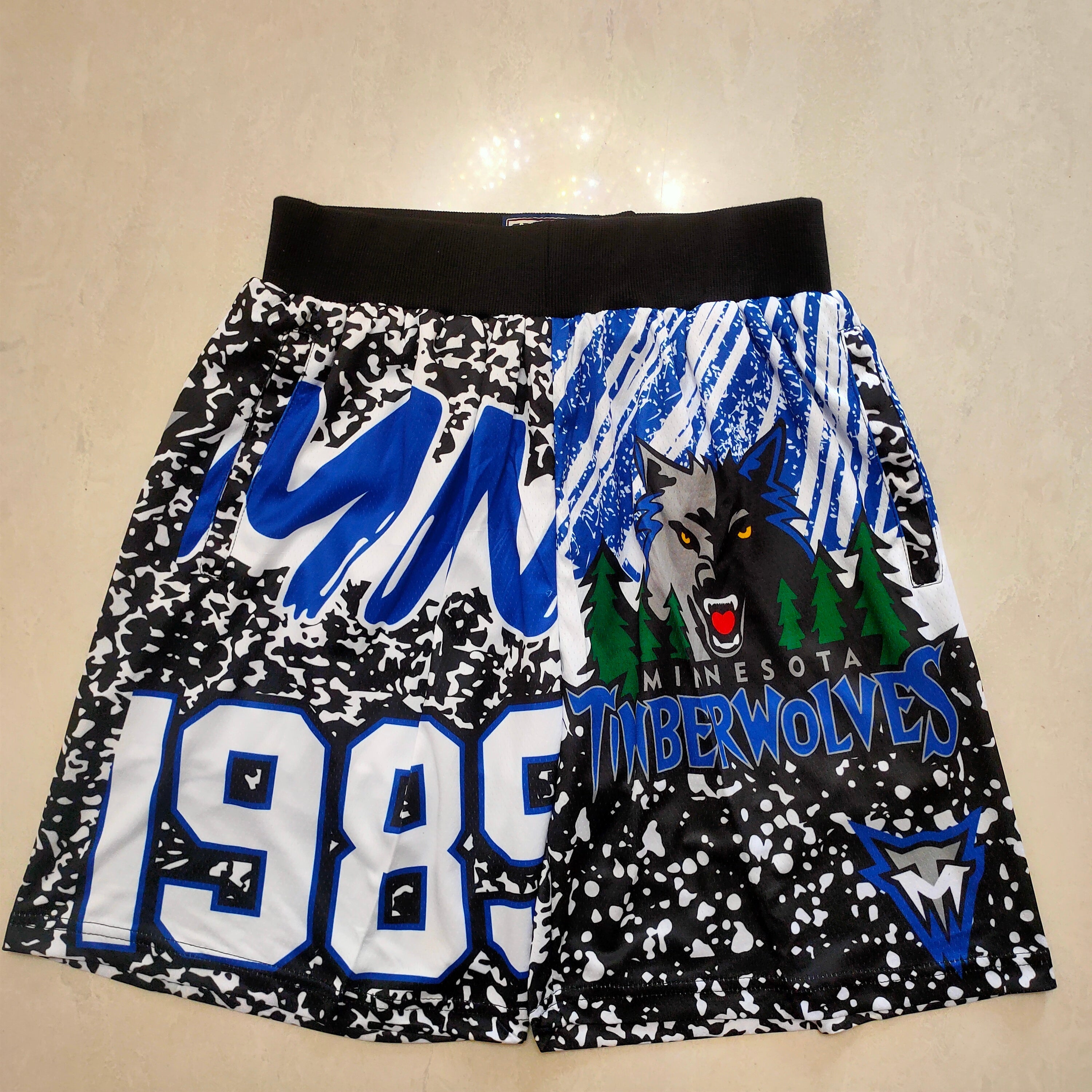 Minnesota Timberwolves Mitchell&ness black pocket Pants Shorts