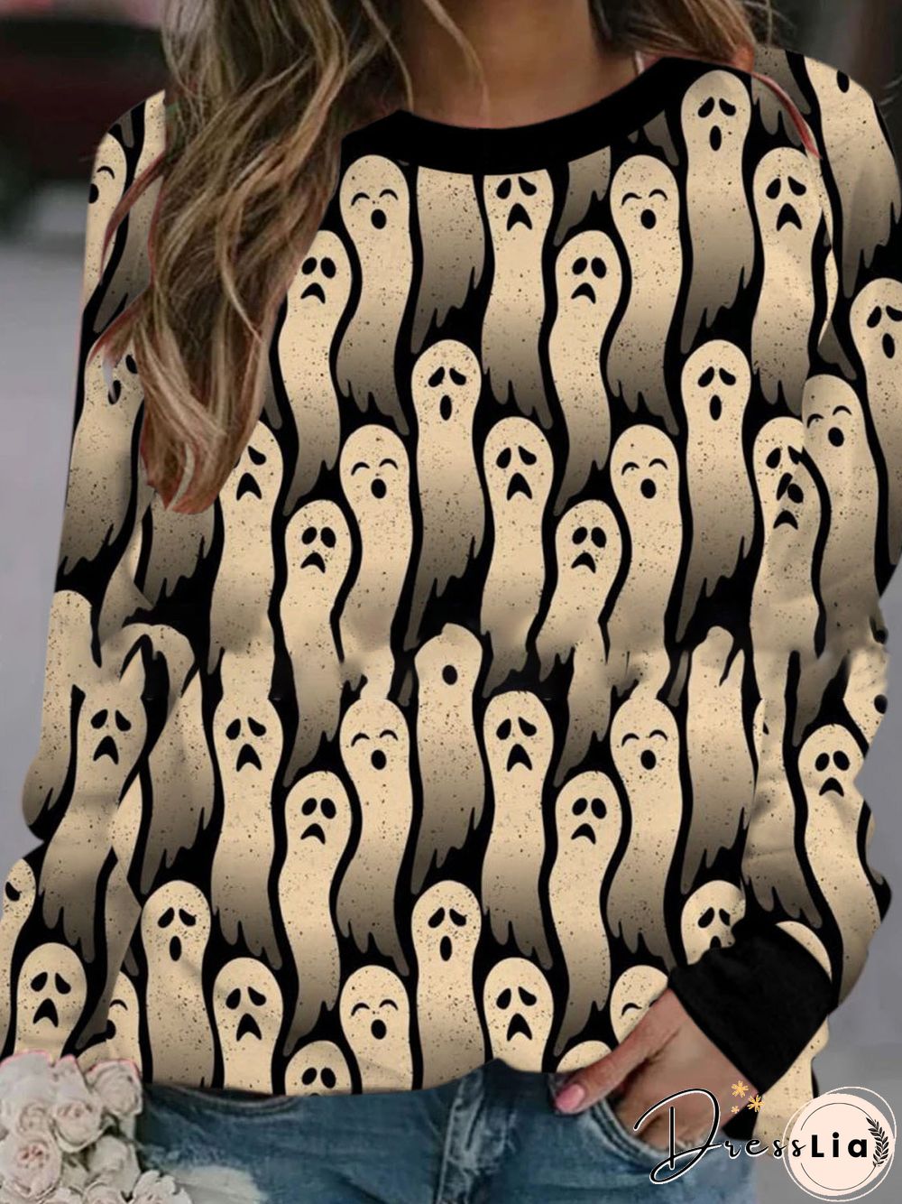 Women'S T-Shirts Printed Round Neck Long Sleeve Casual T-Shirt