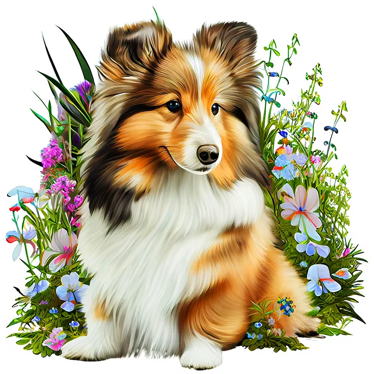 Full Round Diamond Painting - Dog In The Grass 30*30CM