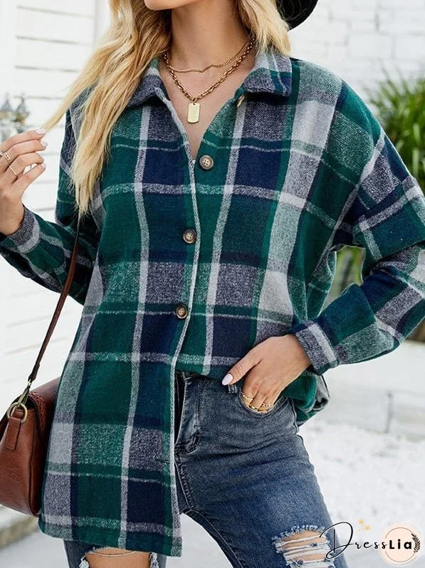 Button-Up Plaid Shirt Jacket