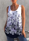 Plus Size Floral Print Round Neck Casual Loose Tank Top