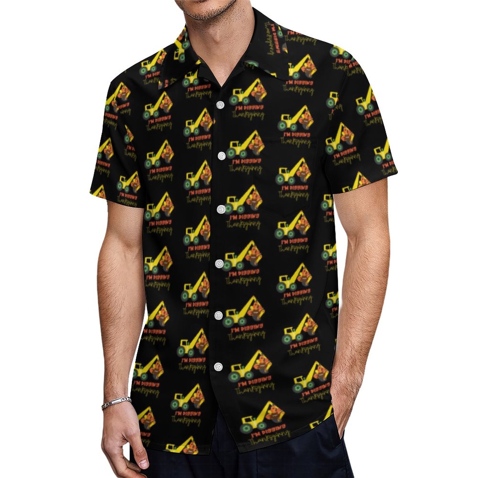 Im Digging Thanksgiving Turkey Tractor Cute Kids Hawaiian Shirt Mens Button Down Tropical Hawaii Beach Shirts