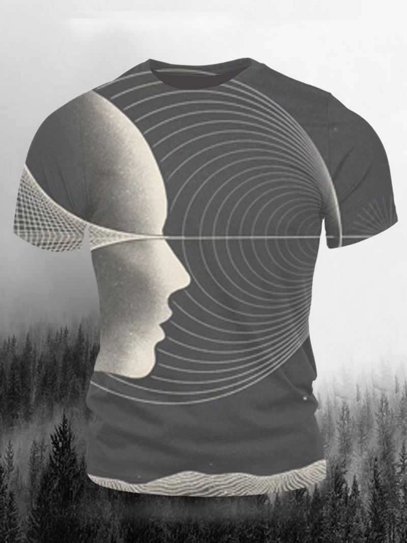 Men's Human Magnetic Field Print Casual Short Sleeve T-shirt