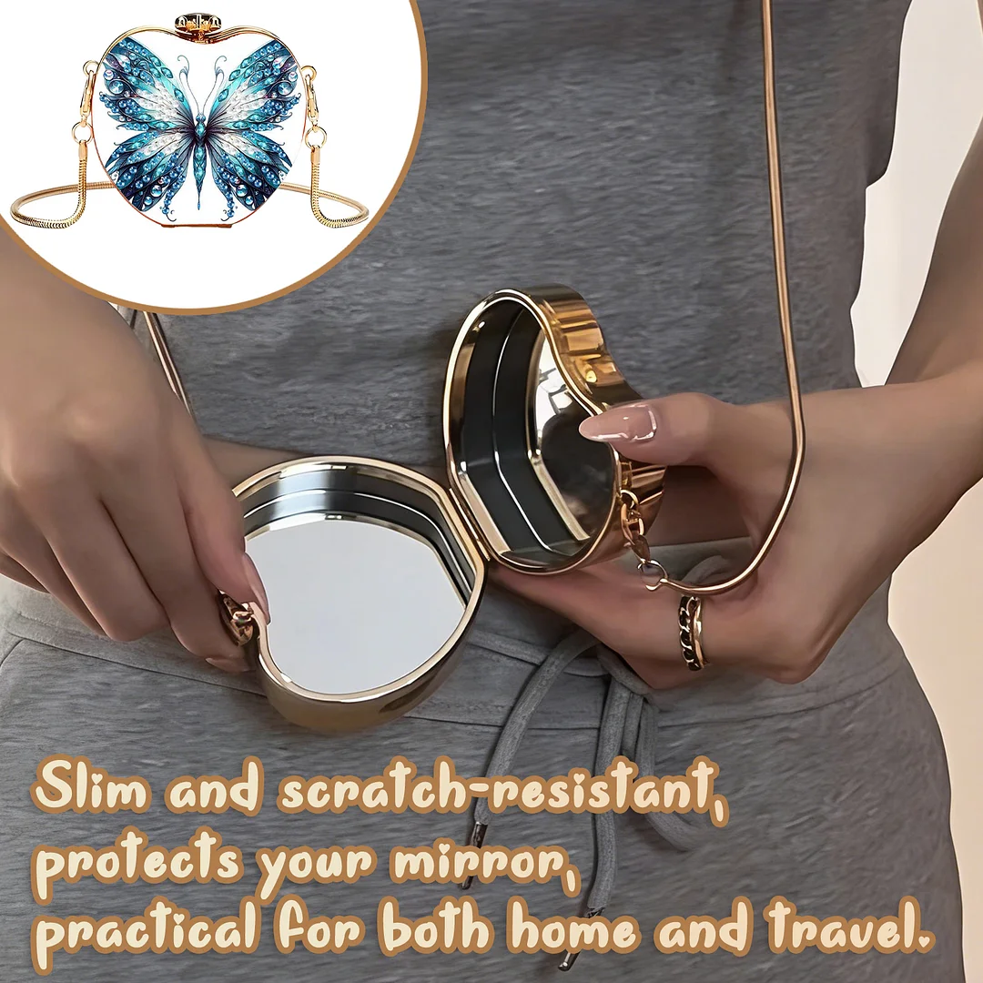 Butterfly D DIY Acrylic Love Diamond Art Painting Card Case Wallet with Chain Small Diamond Painting Crossbody Bag for Adults Women Girls Gift