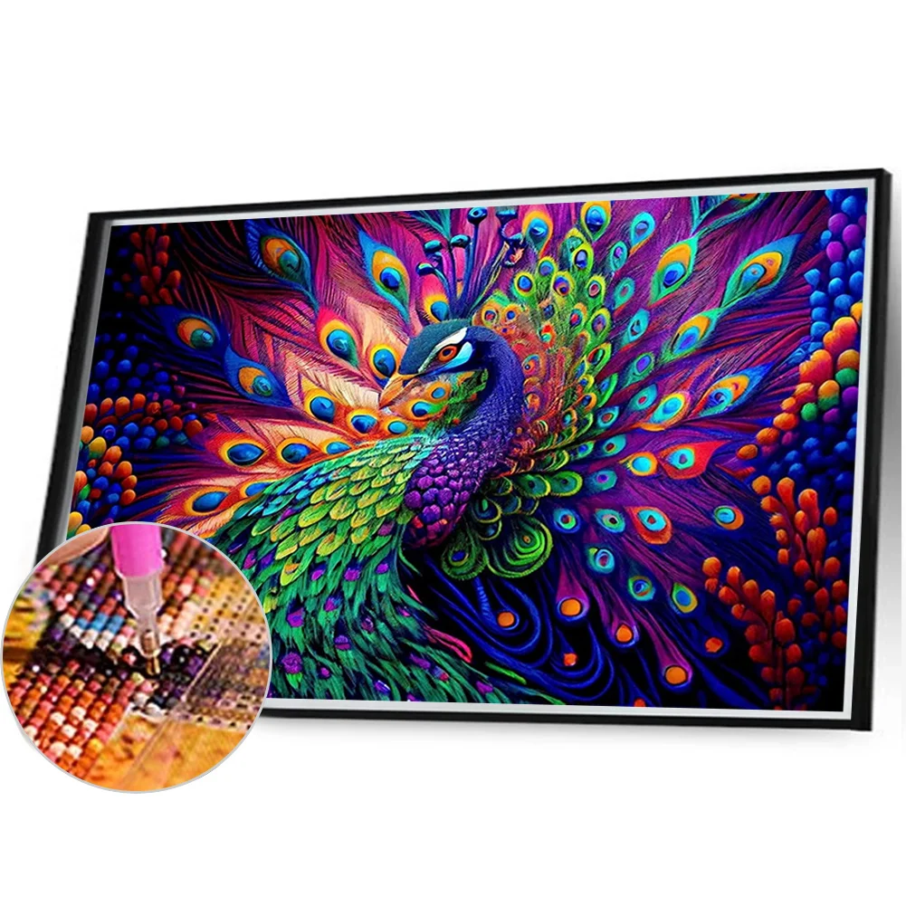 Partial AB Diamond Painting - Full Square Drill - Peacock(Canvas|45*35cm)