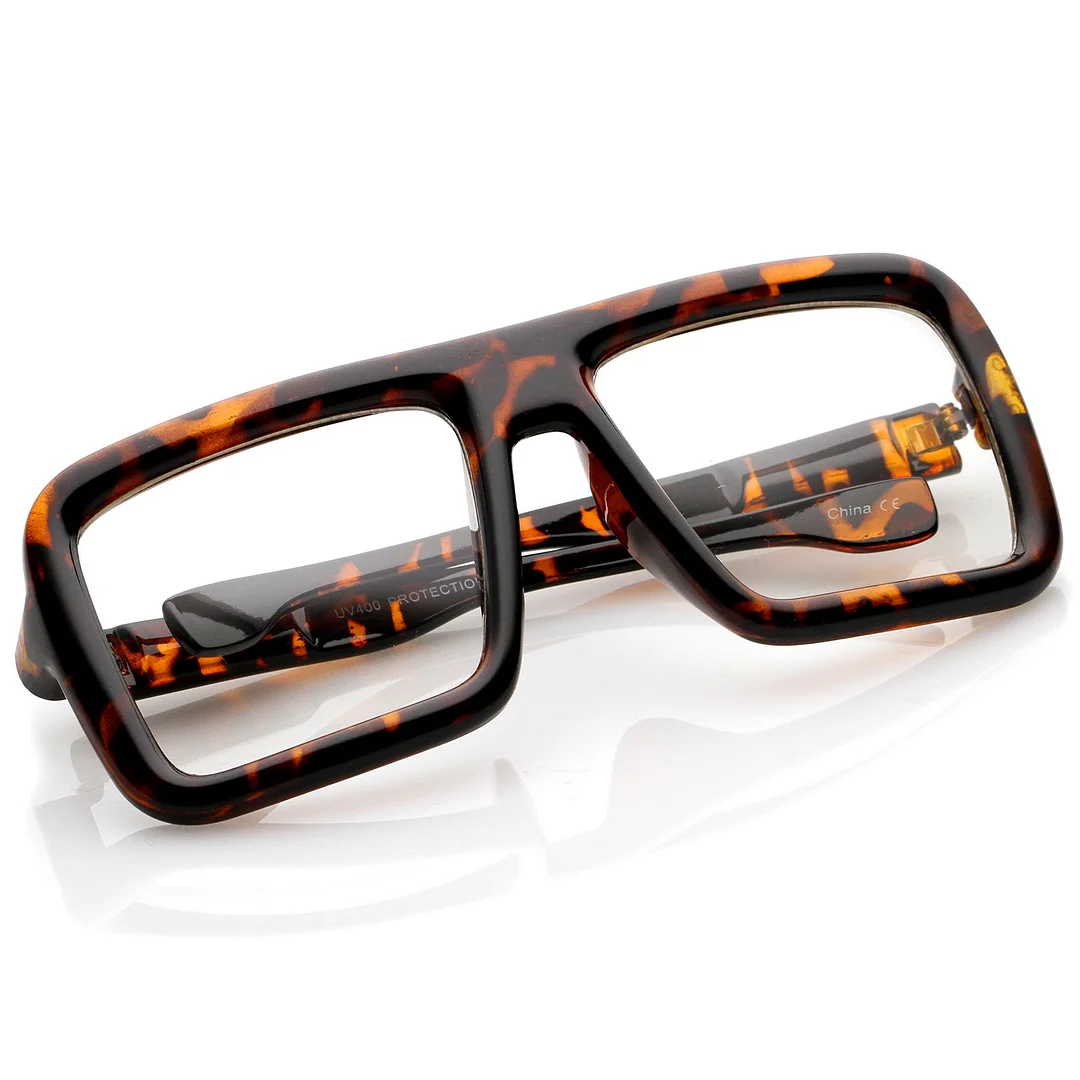 Oversize Bold Thick Frame Clear Lens Square Eyeglasses 58mm