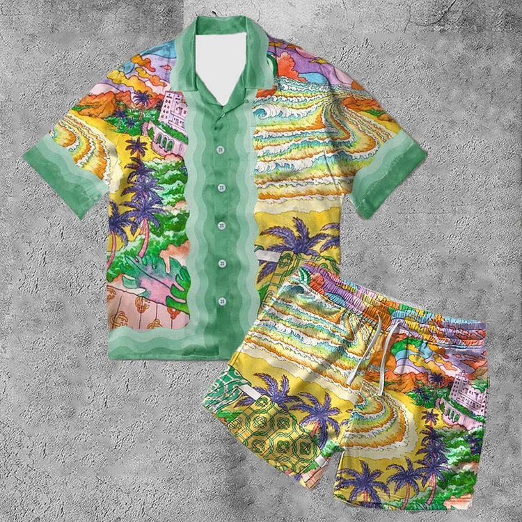 Broswear Rainbow Literary Style Printed Shirt And Shorts Co-Ord